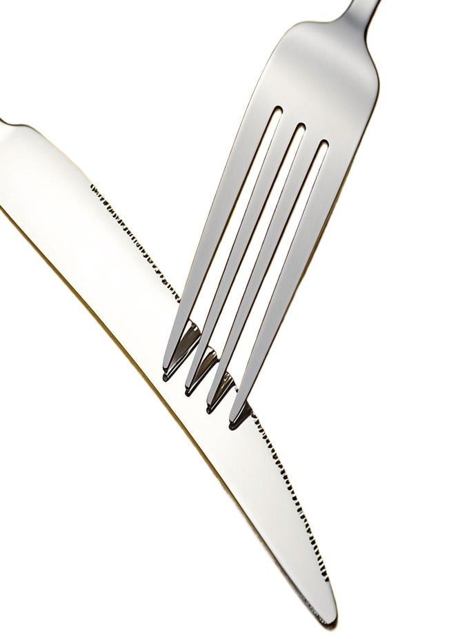 طقم أدوات مائدة من الفولاذ المقاوم للصدأ، مكون من ٢٤ قطعة، مع صندوق تخزين بلاستيكي قابل للتصفية وقطعة قماش للتنظيف - طقم أدوات مائدة غربي للمطبخ المنزلي وغرفة الطعام (ملاعق/شوك/سكاكين) - Image 5