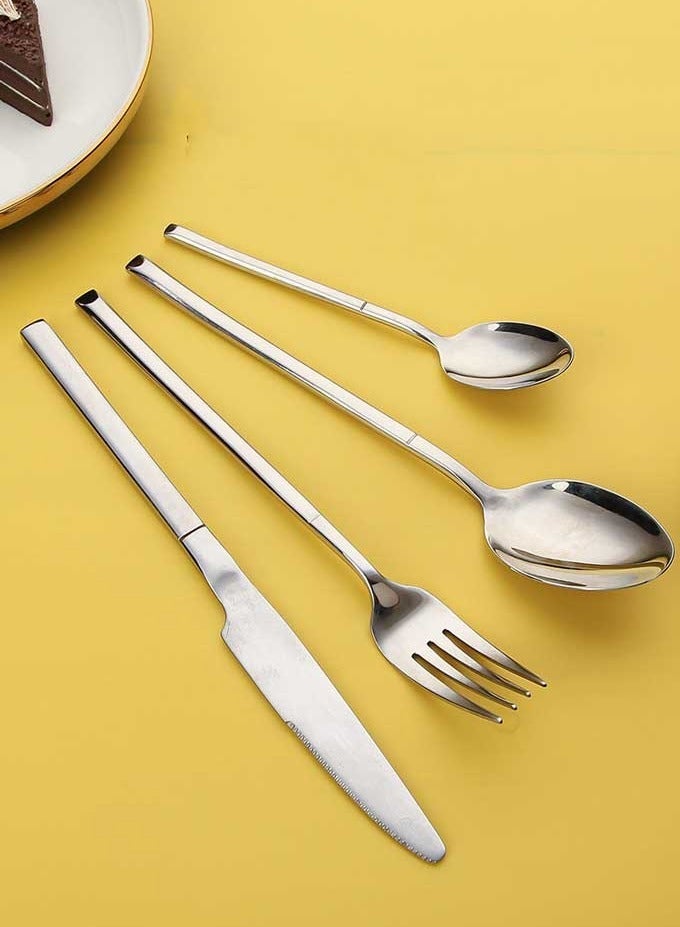 24-Piece Stainless Steel Dinnerware Set | Includes Storage Box and Cleaning Cloth | Ideal for Home, Outdoors, and Gifts - Image 2