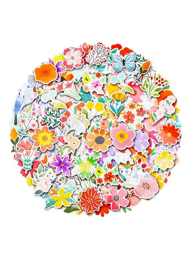 كليڤر بلاي مجموعة من 100 ملصق زهور، هدايا حفلات الزهور، ديكورات أعياد الميلاد - Image 1