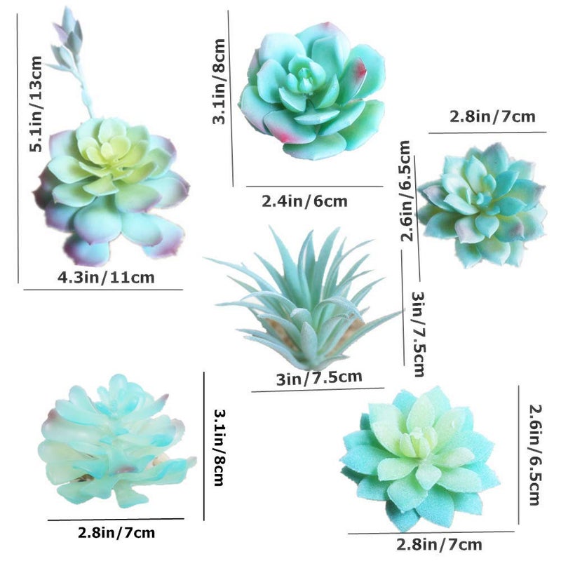 Zhiheng 13PCS Assorted Blue Artificial Succulent Plants Faux Fake Succulents Textured Cactus Stems Cacti Aloe Succulent In Different Artificial Hanging String of Pearls Plant For Wedding For Home Decor - Image 3