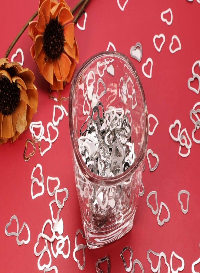 ONLYKXY 1200Pcs Love Heart Shaped Confetti, Table Wedding Decoration, Glitter Confetti for Wedding Party (Silver) - Image 3