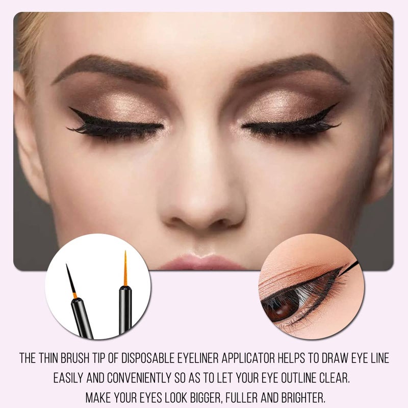 KINGMAS 100 Pack Eyeliner Brush, Disposable Ultra-fine Point Eyeliner Applicator Cosmetic Eye Wands Eye Liner Makeup Tool - Image 4