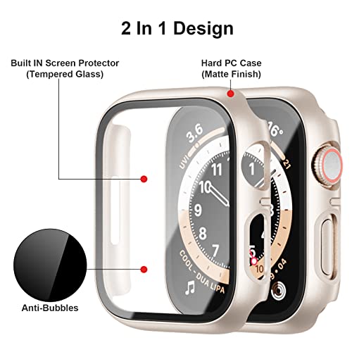 BHARVEST 10 Pack Case for Apple Watch SE (2nd) Series 6/SE/5/4 44mm with Tempered Glass Screen Protector, Stylish Matte Frosted Design Scratch Resistant Hard PC Bumper Cover - Image 3