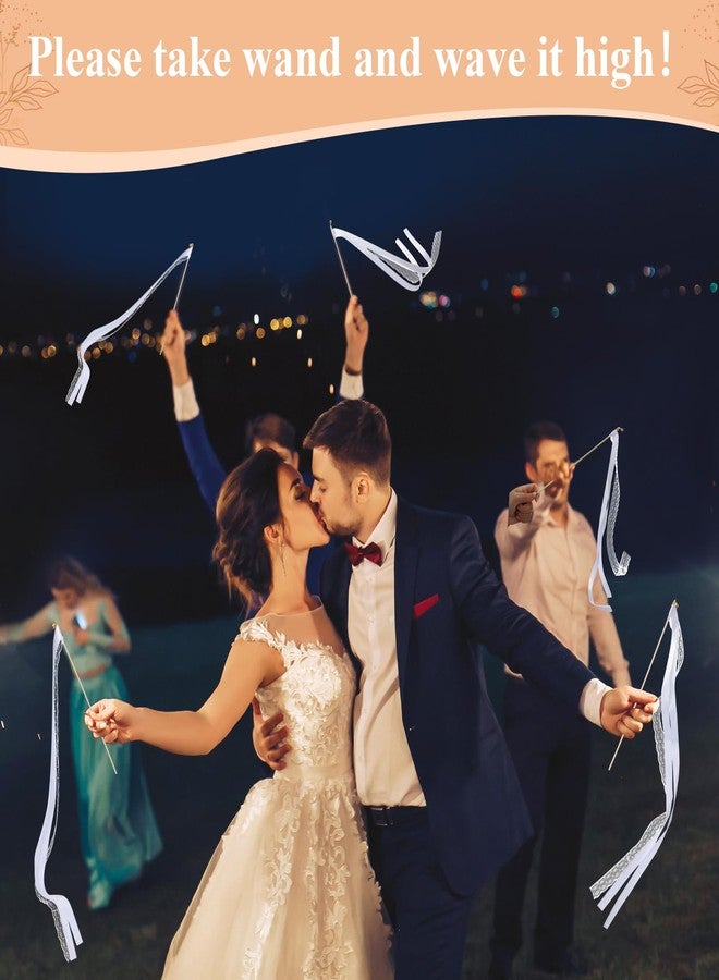 Reallnaive 103 Pcs Wedding Wand with 2 Galvanized Metal Buckets and 1 Acrylic Send Off Sign White Lace Ribbon Streamers with Gold Bells for Wedding Bridal Shower Photo Prop Send - Image 5