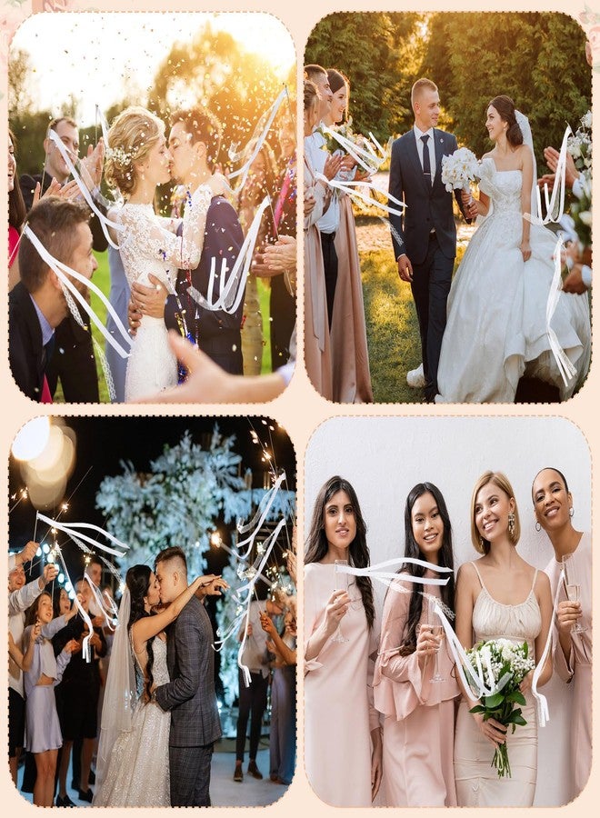 Reallnaive 103 Pcs Wedding Wand with 2 Galvanized Metal Buckets and 1 Acrylic Send Off Sign White Lace Ribbon Streamers with Gold Bells for Wedding Bridal Shower Photo Prop Send - Image 3