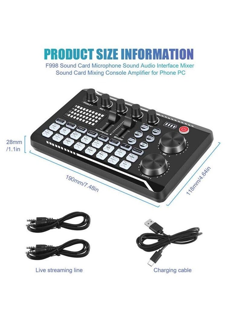 Professional Audio Mixer, SINWE Live Sound Card and Audio Interface with DJ Mixer Effects and Voice Changer,Podcast Production Studio Equipment, Prefect for Streaming/Podcasting/Gaming