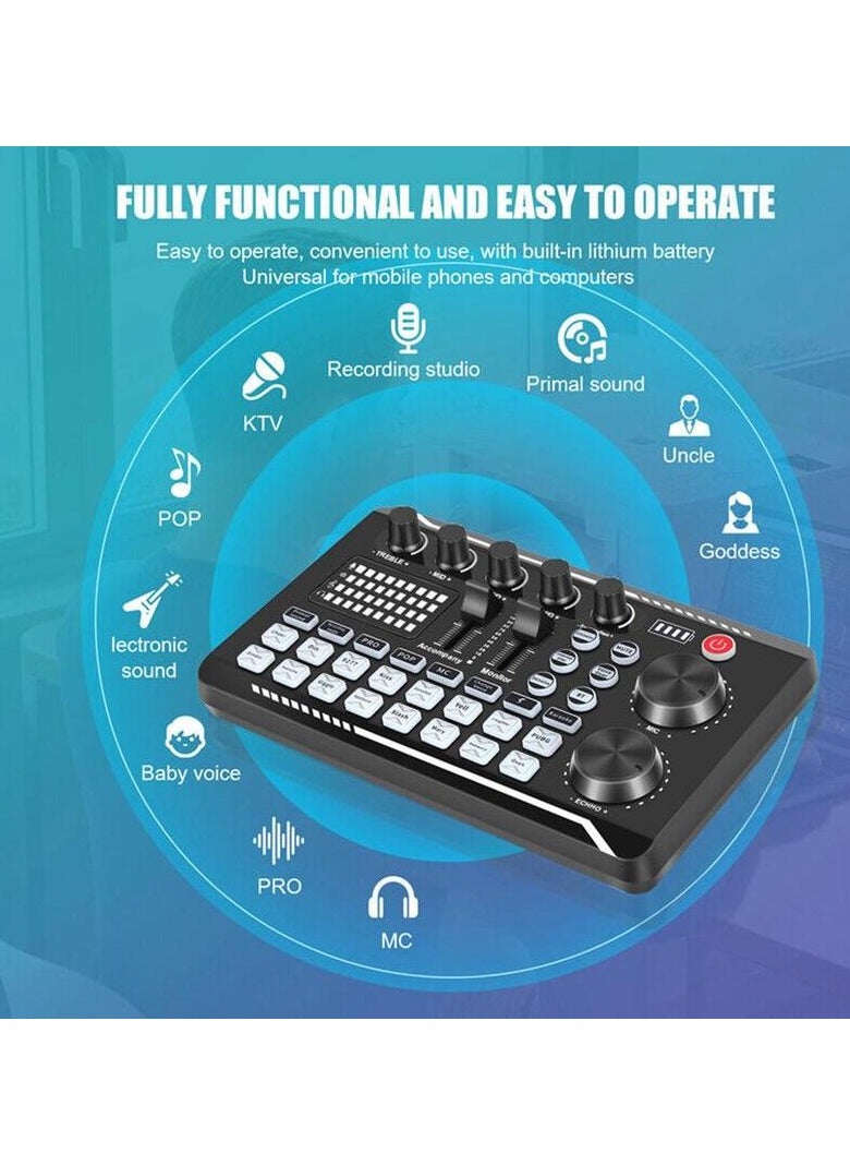 Professional Audio Mixer, SINWE Live Sound Card and Audio Interface with DJ Mixer Effects and Voice Changer,Podcast Production Studio Equipment, Prefect for Streaming/Podcasting/Gaming