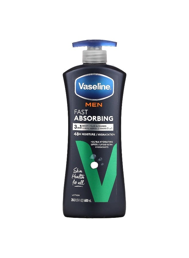 Vaseline, Men, Fast Absorbing Body & Face Lotion, 20.3 fl oz (600 ml) - Image 1