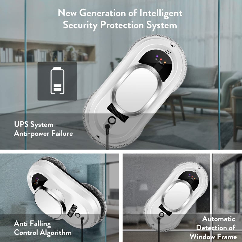 CHOVERY Window Cleaner Robot,Smart Glass Cleaning Robotic with 5600Pa Strong Suction,Remote Control Window Cleaning Robot for Windows/Tiles/Class Door - Image 4