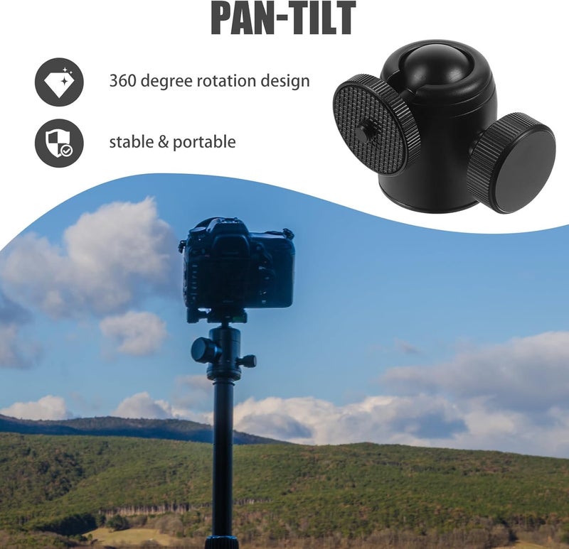 Ball Head Tripod Mount Adapter Clamp for DSLR Camera and Smartphone, 360° Rotatable Mini Camera Bracket with Light Stand Compatibility for Live Streaming and Photography - Image 3