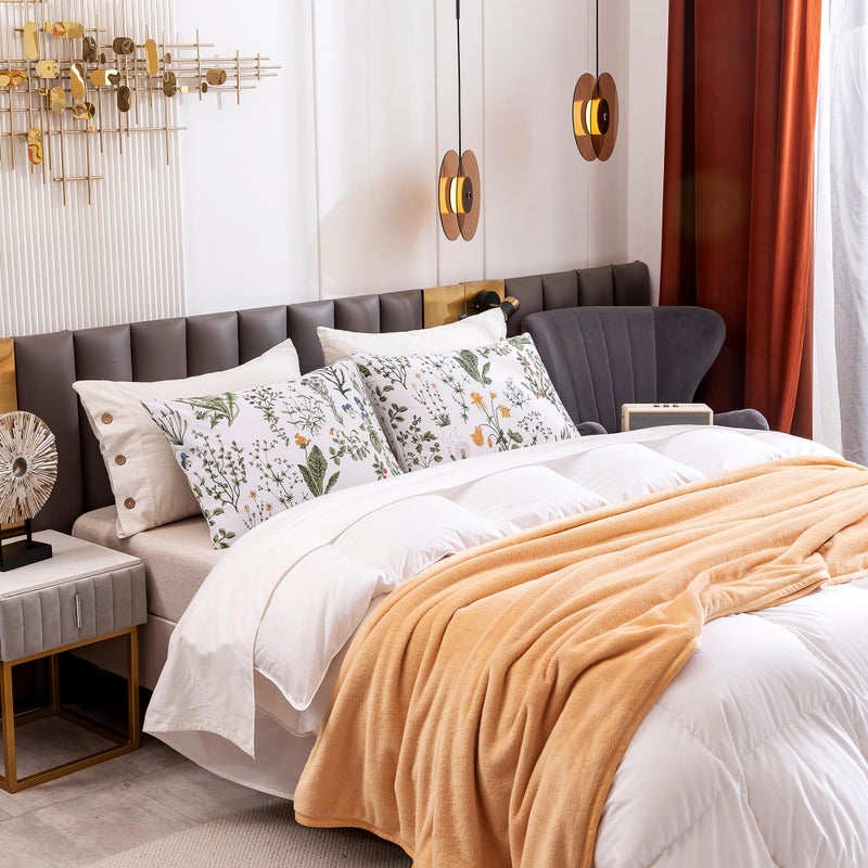 ECOCOTT 2 Pack Pillowcase Queen Size with Green Botanical Floral Leaves Pillow Cases Set  100% Cotton Queen Pillow Covers Envelope Closure (Queen  20""x30"") - Image 5