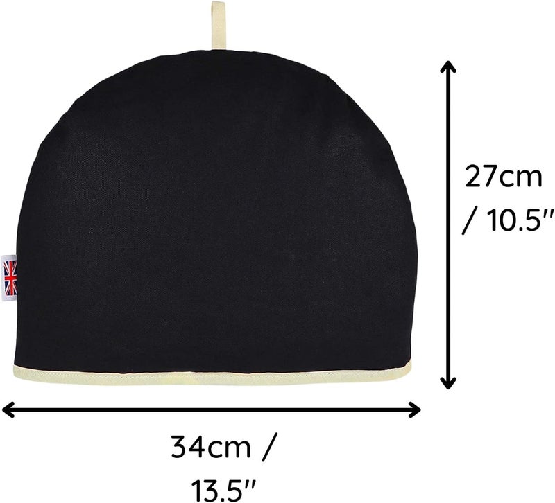 Muldale Large Tea Cozy for Teapot Insulated - Black - Thermal 100% Cotton Extra Thick Wadding - Designed in England - Tea Cozies Covers Fit 1 to 6 Cup Neutral Kitchen Textiles Range - Image 5