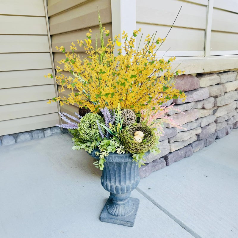 HO2NLE 6Pcs Artificial Forsythia Branches 35" Yellow Long Stem Artificial Flowers for Tall Vase Fake Silk Flowers Forsythia Stems for Home Table Centerpiece Kitchen Decorations - Image 4