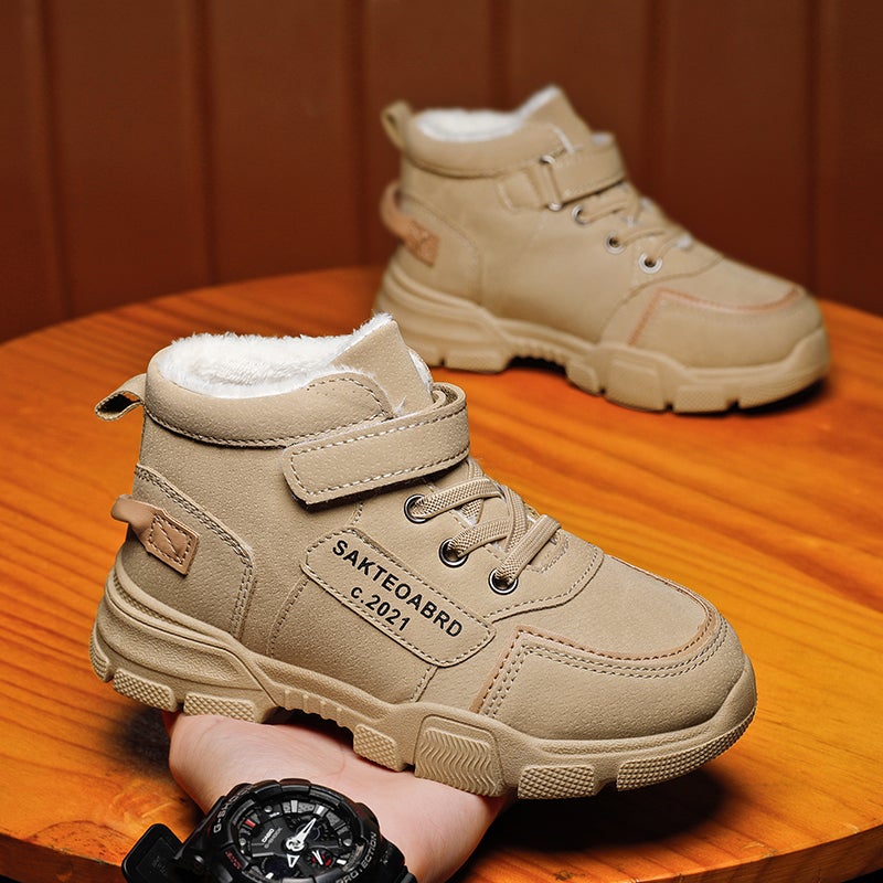 Boys' Shoes 2023 Winter New Cuhk Children'S Sneaker Men'S Bao Plus Velvet Cotton Shoes Girls Winter Shoes Big Cotton - Image 2