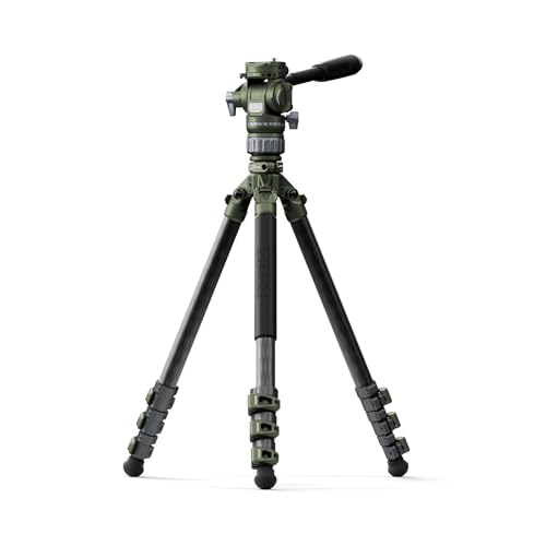 Tilta Forest Green Carbon Fiber Camera Tripod with Fluid Head 3Stage Legs 5KG Max Load ARCA Receiver 160CM Travel Green - Image 1