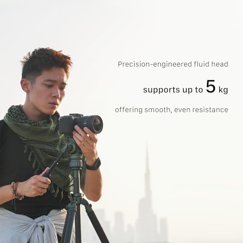 Tilta Forest Green Carbon Fiber Camera Tripod with Fluid Head 3Stage Legs 5KG Max Load ARCA Receiver 160CM Travel Green - Image 3