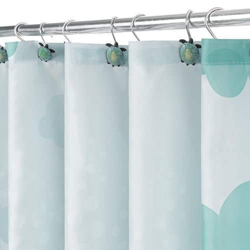 Sunlit Lovely Cartoon Sea Creatures Fabric Shower Curtain for Kids, Whale Turtle and Fish Bathroom Decor Curtain for Girls and Boys - Image 2