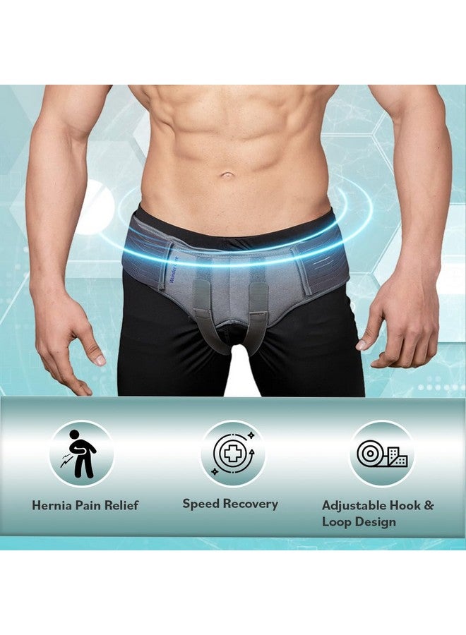 Wonder Care Wonder Care Hernia Support Truss Polyester Brace Belt For Single/Double Inguinal Pain Relief With Two Removable Compression Pads For Men Size- (Xl: 40"-46")  - Image 2