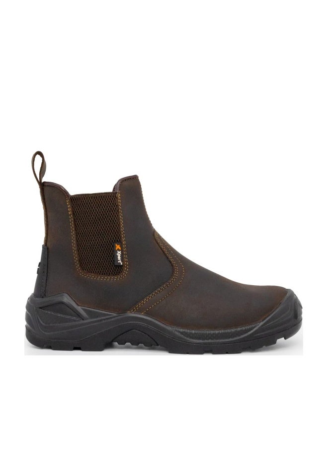 Xpert - Defiant S3 Safety Dealer Boots. Pull On Chelsea Steel Toe Cap Shoes, Comfortable and Water Resistant Work Boots for Men with Midsole Design for Safety and Ankle Support, Brown, 39.5 EU - Image 1