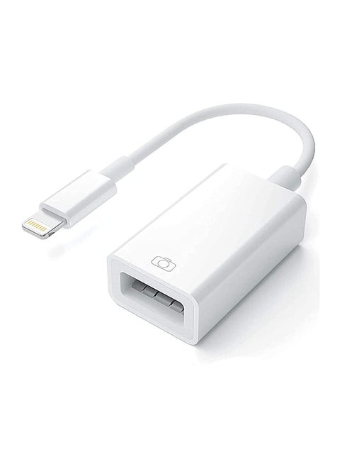 Apple Lightning to USB Camera Adapter, USB 3.0 OTG Cable for iPhone/iPad to Connect Card Reader, USB Flash Drive, U Disk, Keyboard, Mouse, Hubs, MIDI, Plug & Play (White)Suitable for Apple cell phone card reader,SD card,camera,iphone converter transferring downloads
