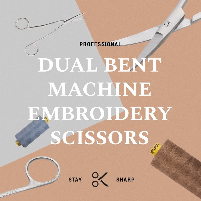 Ontaki Dual Bent Machine Embroidery Scissors - 6.5" Premium German Steel Applique Fabric Angled Handle Curved Razor-Sharp Small Tip Optimal Precision Stitches - Duckbill Scissors for Embroidery - Image 2