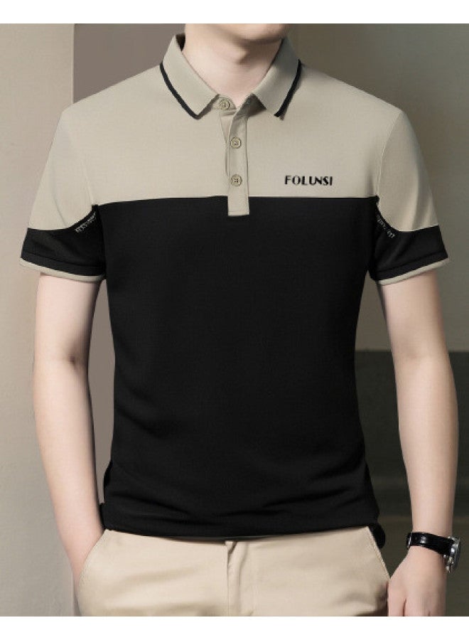 FOLUNSI Summer Thin Color-blocked Collar Men's Short-sleeve Casual Polo Shirt Comfortable Breathable Men's Top - Image 1