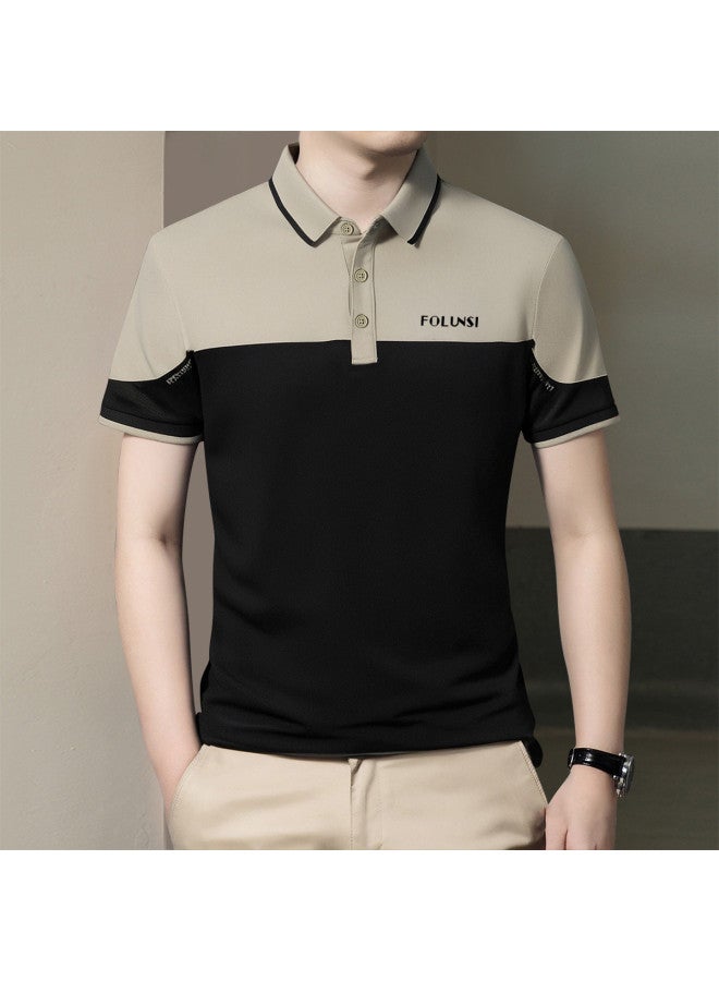 FOLUNSI Summer Thin Color-blocked Collar Men's Short-sleeve Casual Polo Shirt Comfortable Breathable Men's Top - Image 2