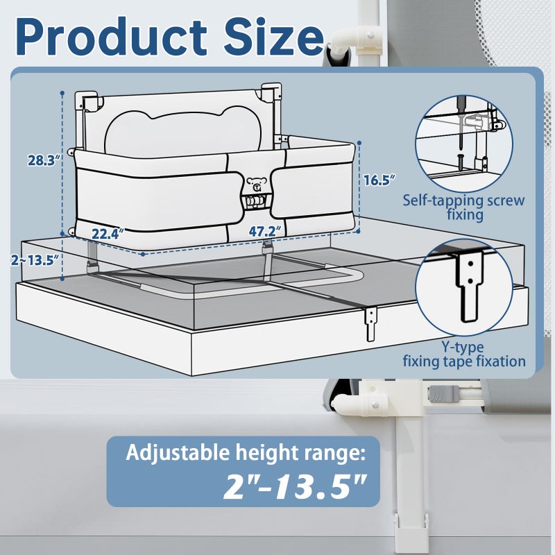 JWPEHOE 3 in 1 Baby Bassinet Bedside Sleeper Portable Crib, Co-Sleeping Baby Bed, Playpen, Suitable for Twin, Full, King & Queen Size Bed (47.3 Inch) - Image 2