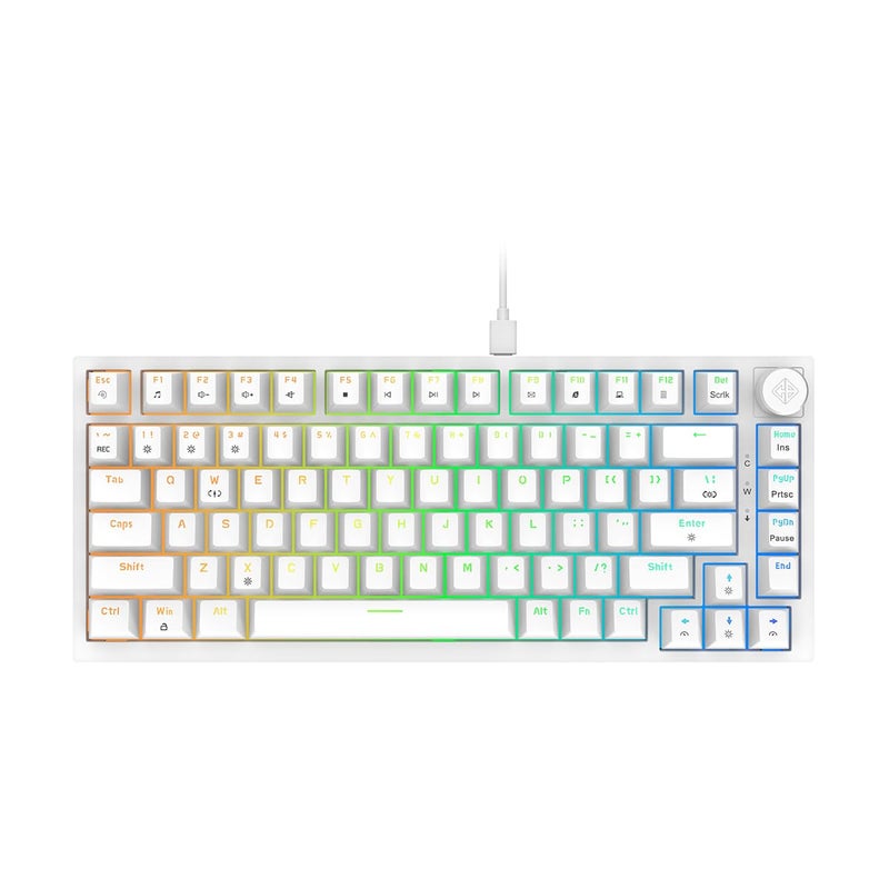 Cosmic Byte CB-GK-42 Phantom TKL Gasket Mechanical RGB Wired Keyboard, Pre-Lubed Outemu Red Switches, 1000Hz Polling, Software, Per-Key RGB, Swappable Switches, Volume Roller, USB C Port (White) - Image 1