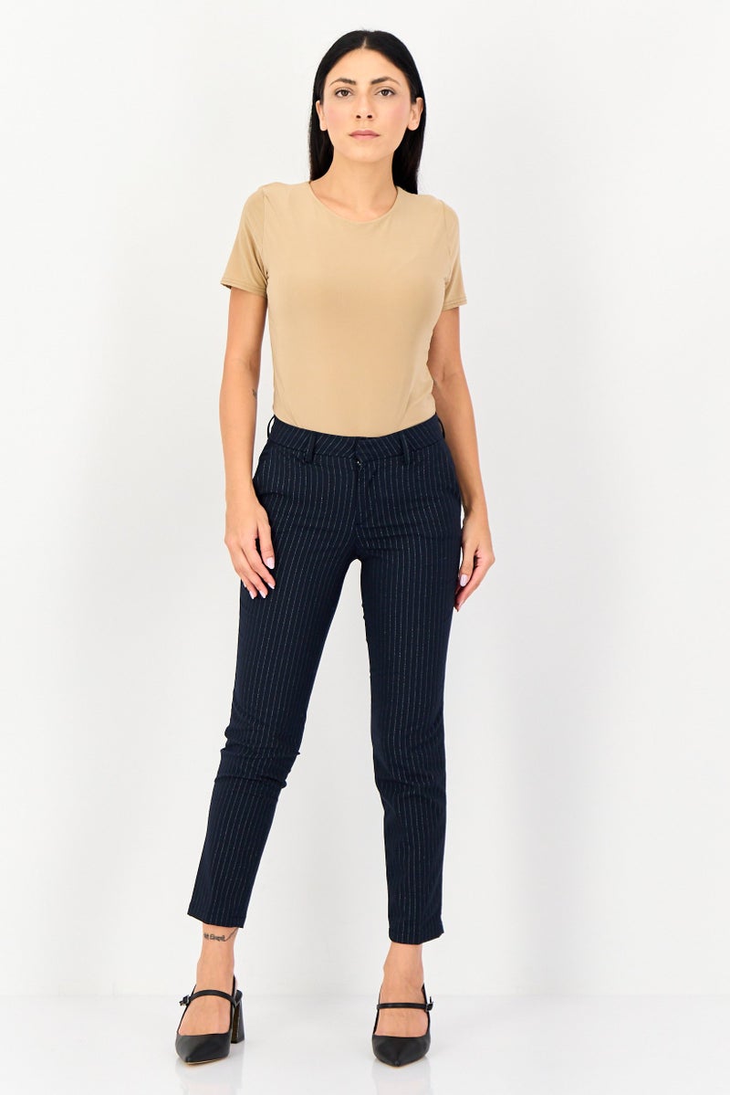 Reiko Women Cigarette Fit Stripe Straight Leg Pants, Multicolor - Image 3