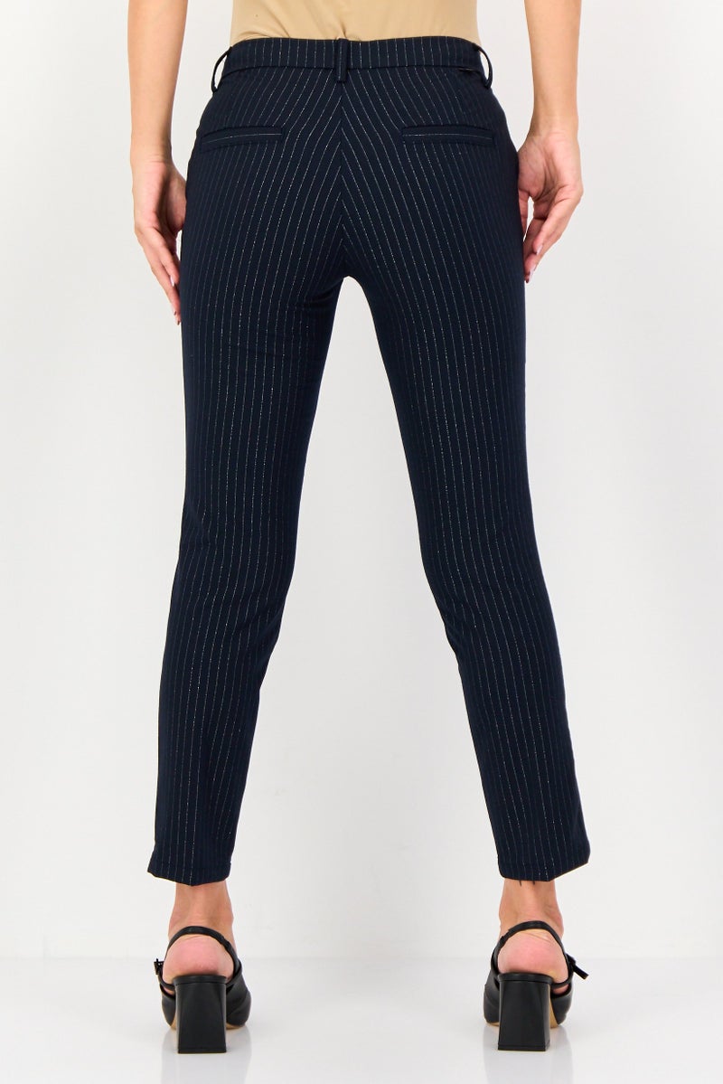 Reiko Women Cigarette Fit Stripe Straight Leg Pants, Multicolor - Image 2