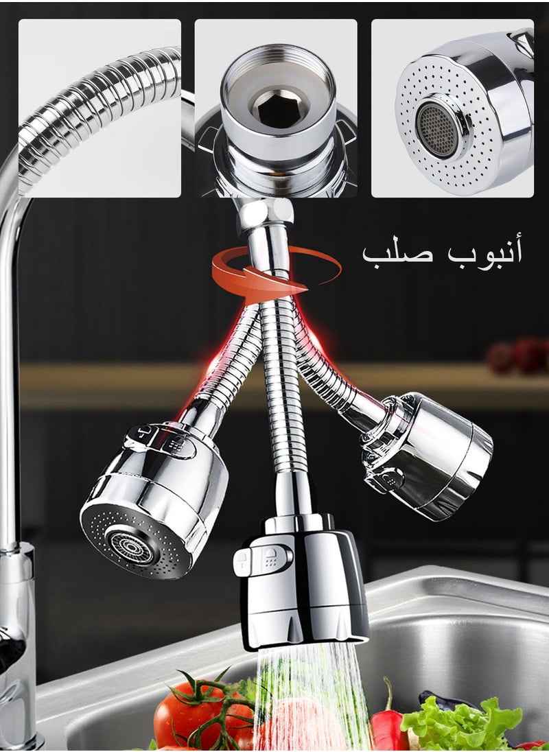 Syarme Faucet Extender, Faucet Sprayer Attachment 2 Pcs Kitchen Splash Filter Faucet, with 360 Degrees Moldable Sink Spray Tap, Flex Faucet Aerator, Universal Connector and Cleaning Brush  - Image 3