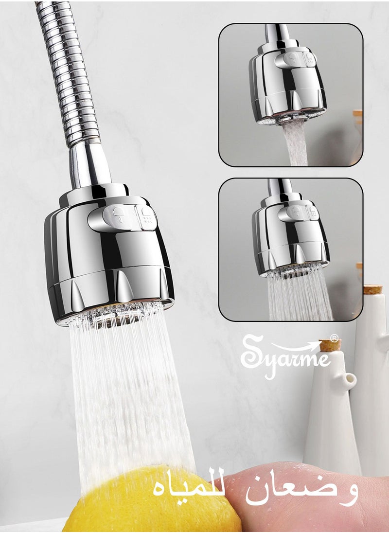 Syarme Faucet Extender, Faucet Sprayer Attachment 2 Pcs Kitchen Splash Filter Faucet, with 360 Degrees Moldable Sink Spray Tap, Flex Faucet Aerator, Universal Connector and Cleaning Brush  - Image 4