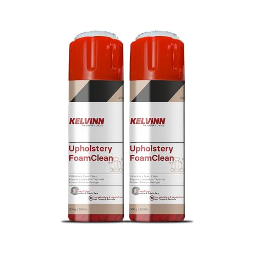Kelvinn Upholstery Cleaner Foam Spray 500ml (Pack of 2), Sofa Carpet Car Interior Upholstery Cleaner for Stain Removal Dirt Odor Eliminator, Quick Dry Fabric and Couch Seats Leather Vinyl - Image 1