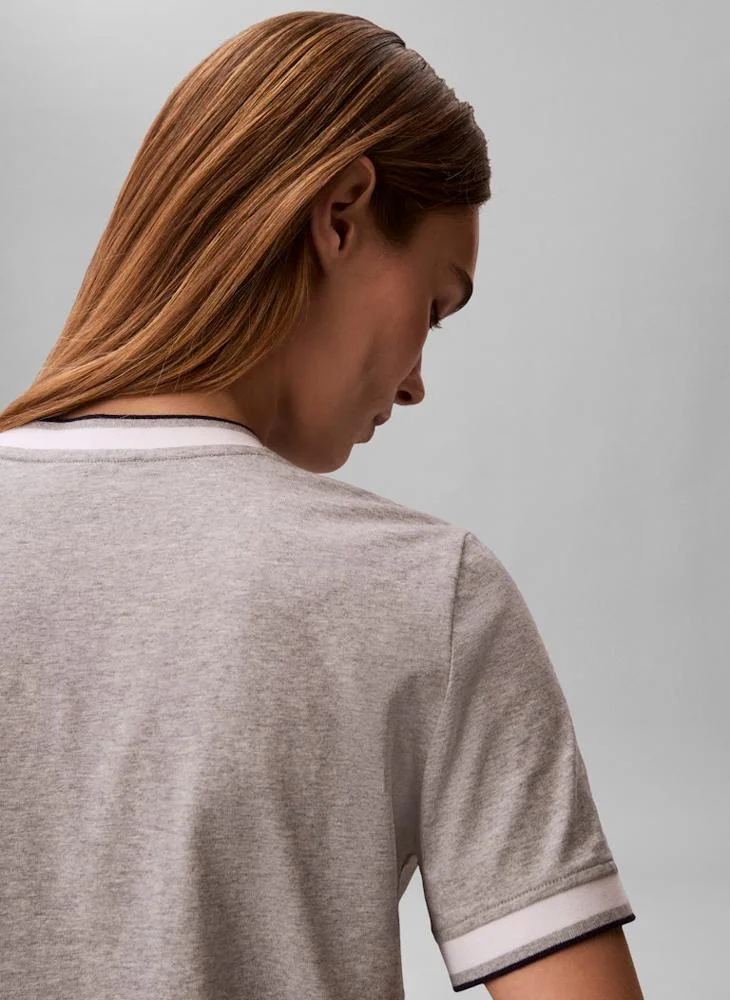 Calvin Klein Jeans  Casual Ctn Monogram Stripe Trim T-Shirt for Women | Best Price UAE