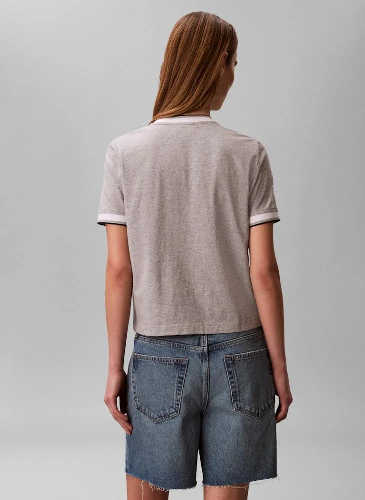 Calvin Klein Jeans Casual Ctn Monogram Stripe Trim T-Shirt