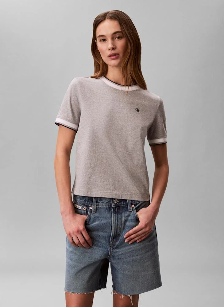 Calvin Klein Jeans Casual Ctn Monogram Stripe Trim T-Shirt