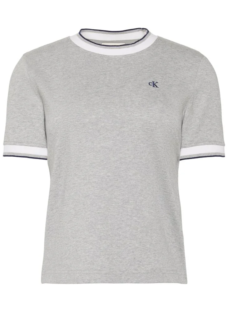 Calvin Klein Jeans  Casual Ctn Monogram Stripe Trim T-Shirt for Women | Best Price UAE