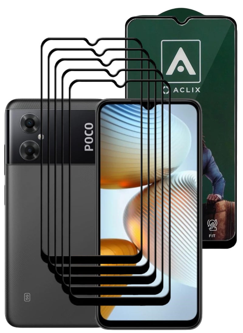 ACLIX 5 Pieces Antistatic ESD Dustproof Premium Quality High Definition Tempered Glass Screen Protector Designed For Xiaomi Poco M4 5G - Image 1
