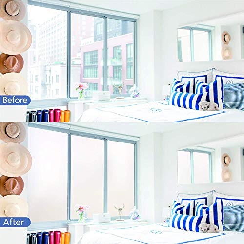 ELTON Vinyl Privacy Window Films Opaque Matt Frosted Home Security Self Adhesive for Bathroom Door Window Heat Control Anti UV (White, 24 x 192 Inches) - Image 4