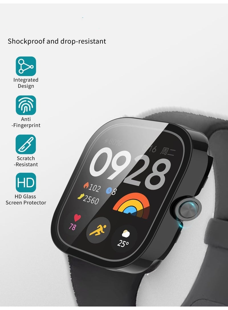 Screen Protector Case for Redmi Watch 5/Watch 5 ESIM Smartwatch Hard PC Bumper Tempered Glass Film Replacement Accessories (Black) - Image 4