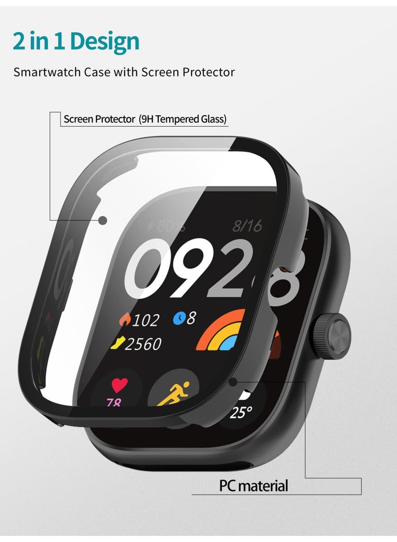 Screen Protector Case for Redmi Watch 5/Watch 5 ESIM Smartwatch Hard PC Bumper Tempered Glass Film Replacement Accessories (Black) - Image 5