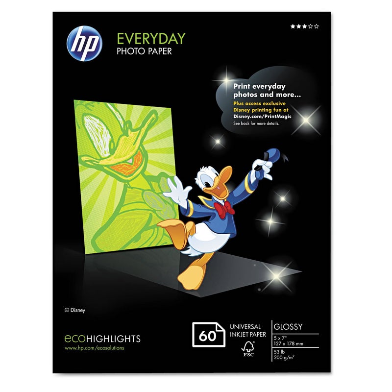 ورق صور HP Everyday، لامع، 5x7 بوصة، 60 ورقة (CH097A)