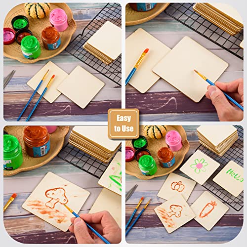 FOBSME 80 Pcs Unfinished Wood Squares, 4x4 Inch Natural Wooden Square Cutouts for DIY Crafts, Painting, Engraving, Home Decor - Image 4