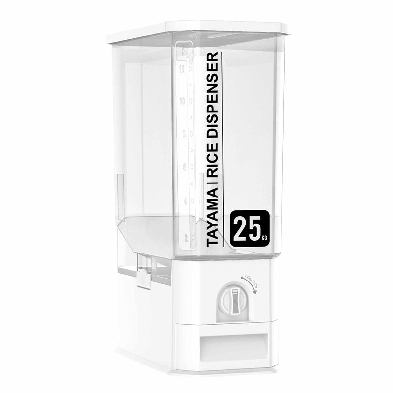 TAYAMA 55 lbs Capacity Rice Dispenser Grain Storage ContainerWhite