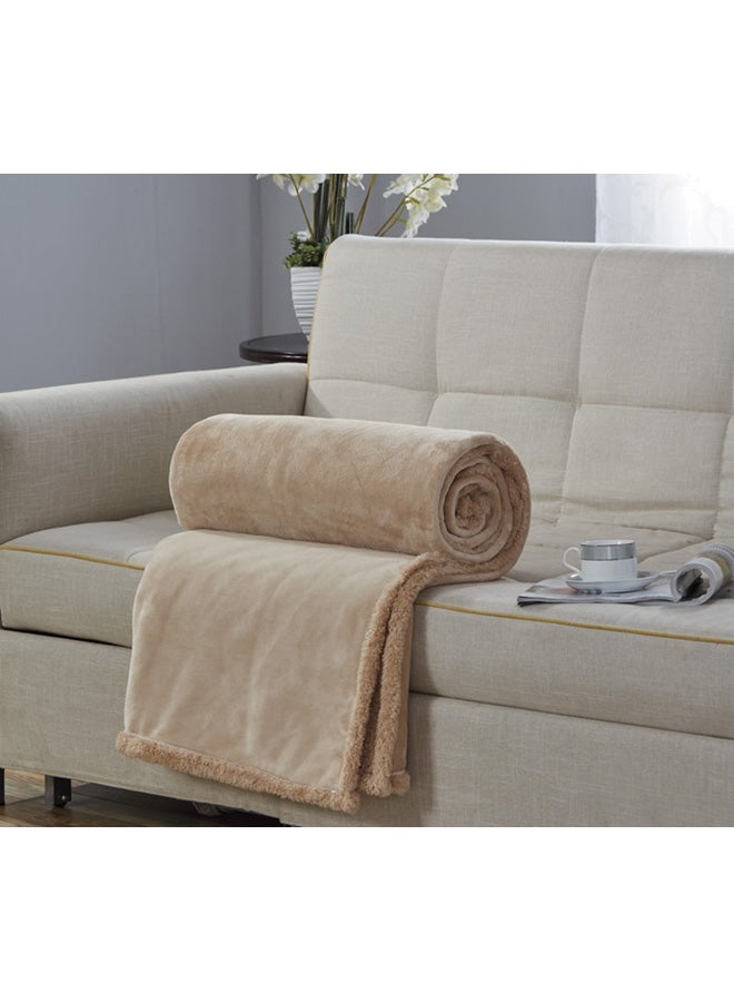 Moon Double Face Super Soft Flannel Blanket polyester Beige - Image 1