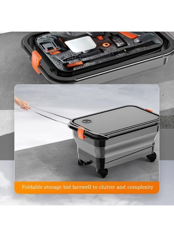 MOCOM Portable High-Pressure Car Wash Machine with ABS Body & Brass Nozzle + Collapsible 5.5 Gallon Water Tank on Wheels – Complete Mobile Car Wash System for Cordless Pressure Washers, Camping, RV, Home Cleaning & Pet Care – Foldable 22L Rolling Bucket with Drain Plug, Locking Lid & Filter – Compact Electric Power Washer for Deep Cleaning, Auto Detailing & Outdoor Use - Image 4