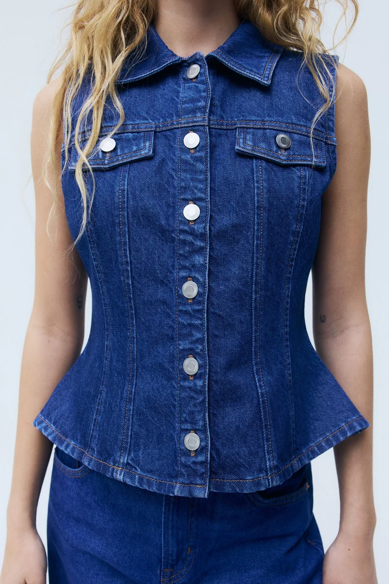 H&M Peplum denim waistcoat