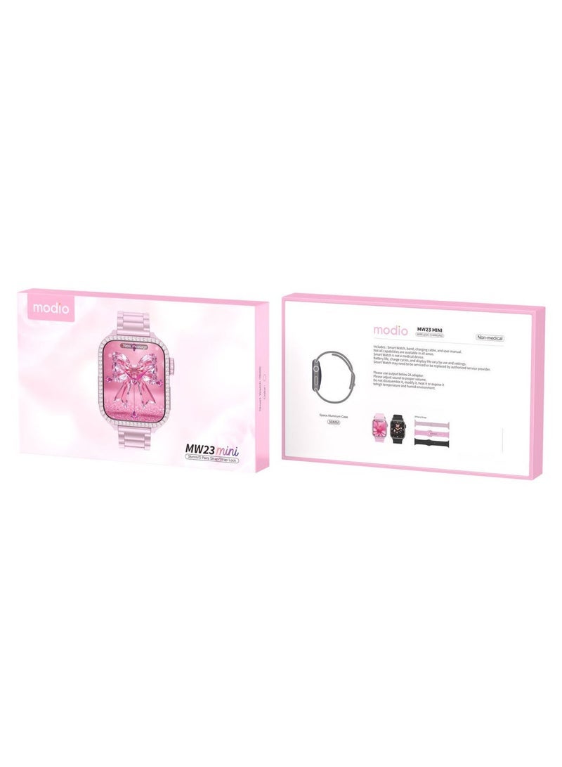 modio "Modio MW23 Mini 36mm Smartwatch for Ladies in Black – Includes 3 Pairs of Interchangeable Straps and Charging Cable, Featuring Fitness Tracking, Notifications, and Sleek Compact Design" - Image 5