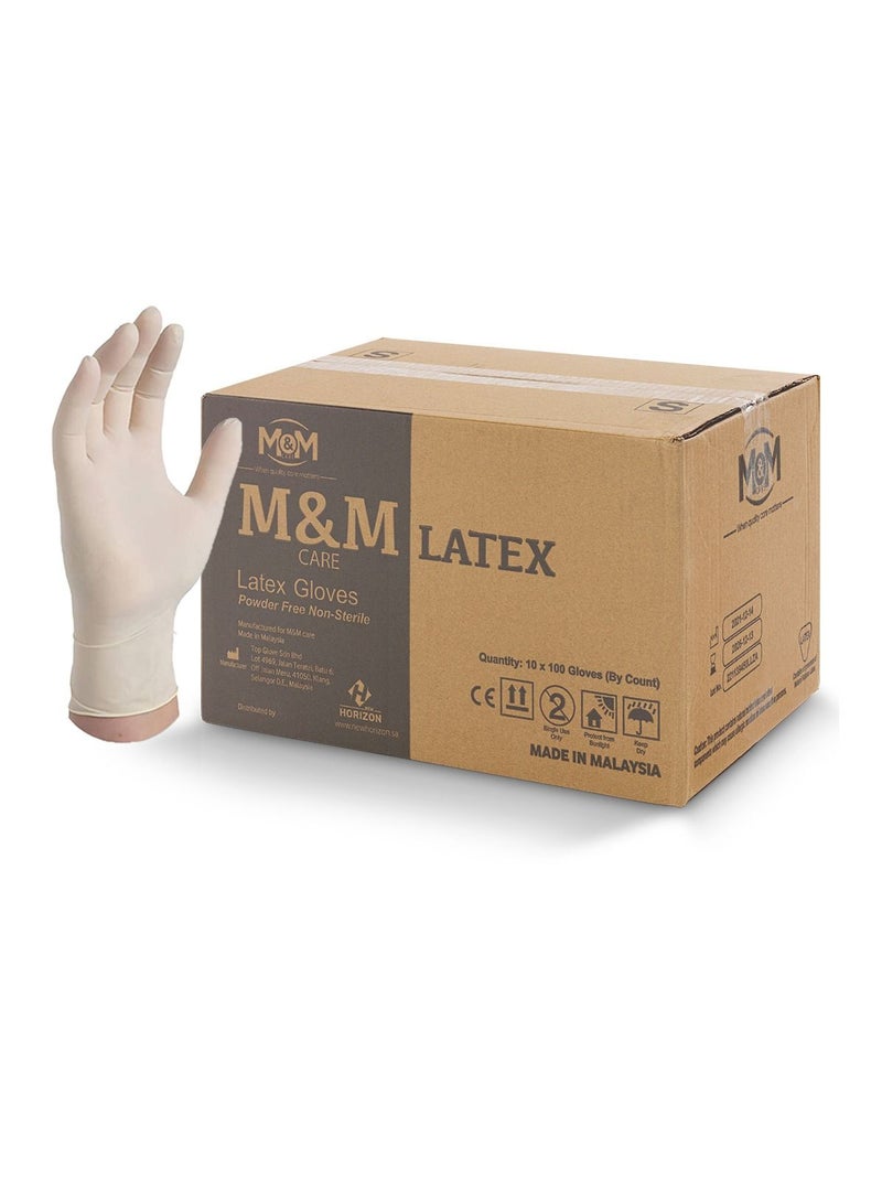 M&M CARE Powder Free Latex Medical Gloves - 1000 gloves  - Image 1
